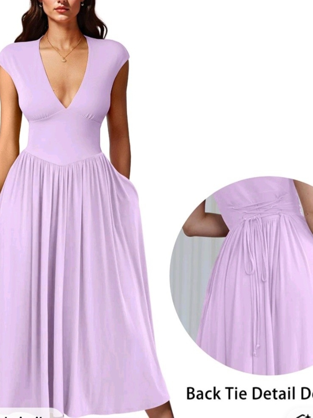 OYS V-Neck Lavender Maxi Dress with Back Tie New Without Tag